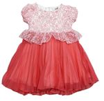 Růžovo-bílé síťovano/krajkové šaty Bushra 