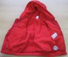 Červená šusťáková zimní bundička s nášivkami a kapucí zn. H&M