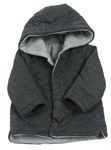 Tmavošedý melírovaný prošívaný zateplený kabátek s kapucí Nutmeg