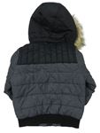Šedo-černá šusťáková zimní bunda s kapucí zn. H&M