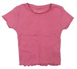 Růžové žebrované crop tričko Primark