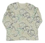 Smetanovo-barevné vzorované pyžamové triko se slony Lupilu