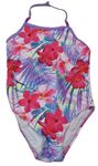Růžovo-lila květované jednodílné plavky F&F