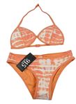 Oranžovo-bílé batikované dvoudílné plavky New Look