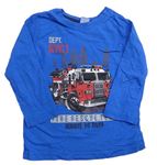 Modré triko s hasičským autem Kiki&Koko