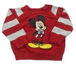 Červeno-pruhovaný svetr s Mickeym C&A