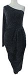 Dámské černé třpytvé midi asymetrické šaty s páskem MissGuided 