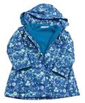 Modrá květovaná nepromokavá zateplená bunda s kapucí Minoti