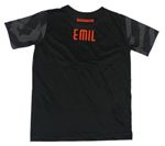 Černo-šedé vzorované sportovní funkční tričko zn. Puma