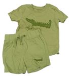 2set - Zelené tričko s krokodýlem + bavlněné kraťasy Primark