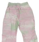 Růžovo-zeoleno-bílé plátěné cuff kalhoty s kapsami zn. H&M