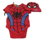 2set -Červené body s pavoukem + čepice - Spiderman George