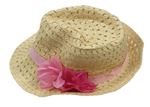Béžový slaměný klobouk s květy Tedi
