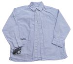 Modro-bílá pruhovaná košile s nápisem a potiskem Zara