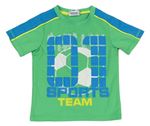 Zeleno-modré sportovní tričko s míčem a číslem Topolino