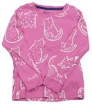 Růžové pyžamové triko s kočkami tu