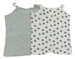 2x košilka - bílá s liškami + šedá melírovaná F&F