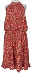 Dámské červené kytičkované šaty Shein 