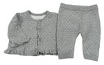 2set - Bílý puntíkatý propínací svetr + pletené tepláky Matalan