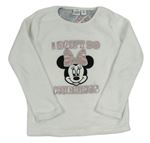 Bílé chlupaté pyžamové triko s Minnie Disney 