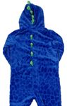 Modrá chlupatá vzorovaná kombinéza s kapucí 