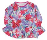 Bílo-růžové UV triko s kytičkami F&F