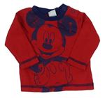 Červeno-tmavomodré triko s Mickeym Disney