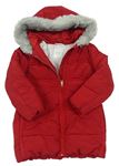 Červený šusťákový zimní kabát s kapucí Next