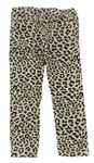 Krémové manšestrové elastické kalhoty s leopardím vzorem zn. H&M