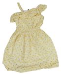 Smetanovo-žluté květované plátěné šaty Primark
