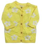 Žlutý propínací svetr s kytičkami F&F