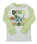 Bílo-limetkové triko s dinosaury H&M