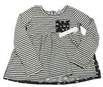 Bílo-černá pruhovaná/květovaná tunika s kapsou 