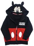 Černo-červená propínací mikina s kapucí - Mickey mouse Disney