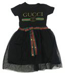 Černé šaty s tylovou sukní Gucci