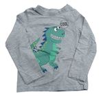 Šedé melírované triko s dinosaurem C&A