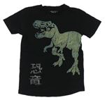 Černé tričko s dinosaurem Next