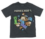 Tmavošedé tričko s potiskem - Minecraft