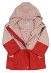 Světlerůžovo-červený nepromokavý jarní kabát s kapucí POCOPIANO