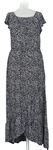 Dámské tmavomodro-smetanové vzorované midi šaty s lodičkovým výstřihem 