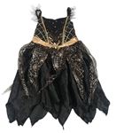 Kostým - Černo-bronzové šaty s pavoukem a tylem Tu
