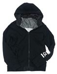 Černo-šedá/černá šusťáková/bavlněná oboustranná bunda s kapucí 