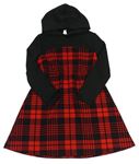 Červeno-černé kostkované šaty s kapucí Shein 