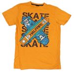 Oranžové tričko se skateboardy Y.F.K.