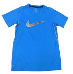 Modré sportovní funkční tričko s logem Nike
