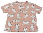 Růžové pyžamové triko s kočkami Next
