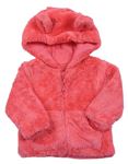 Růžová chlupatá zateplená bunda s kapucí Mothercare