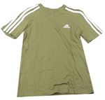 Khaki tričko s pruhy a logem Adidas