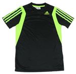 Černo-zelené sportovní funkční tričko s logem Adidas