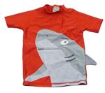 Červené Uv tričko se žralokem 